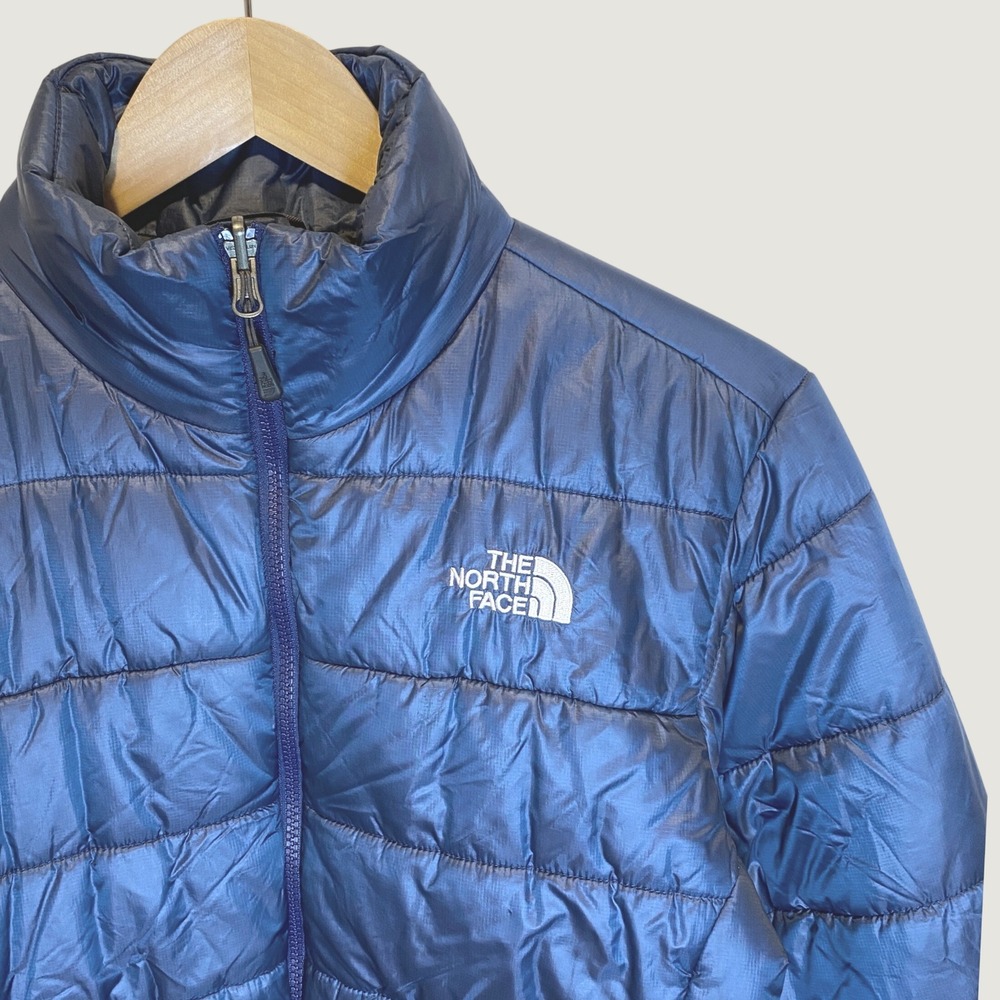 The North Face Puffer Jacket Womens Small Blue Excellent Quilted Full Zip Coat